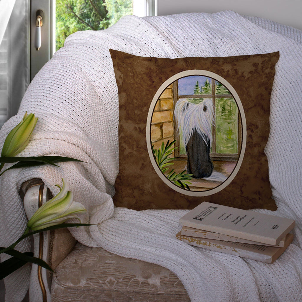 Chinese Crested Decorative Throw Pillow 14x14 Indoor Outdoor Accent Cushion, Fabric Cover with Insert for Sofa, Bed, Porch & Living Room