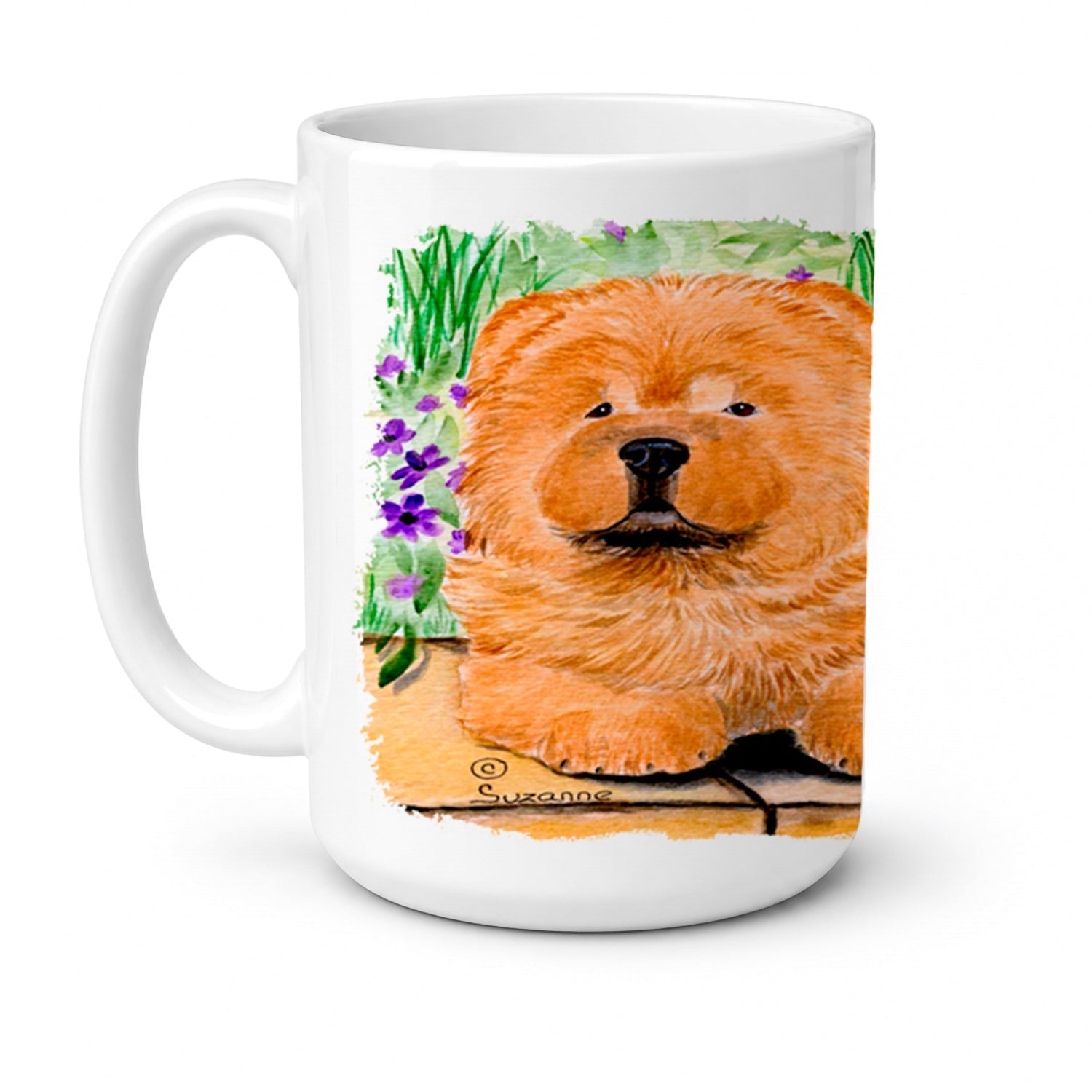 Chow Chow Ceramic Coffee Mug 15 oz Decorative Large C Handle Mug Cup for Tea, Cocoa Hot Chocolate