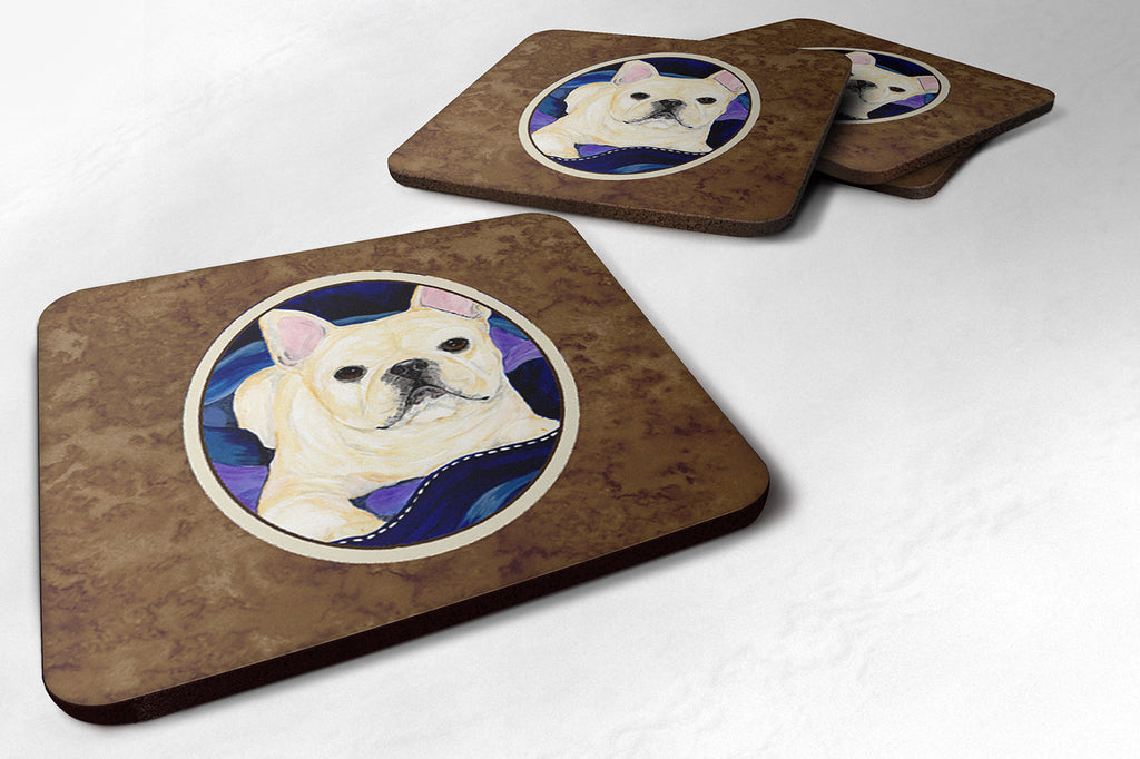 French Bulldog Foam Coasters Set of 4 Cup Coasters for Indoor Outdoor, Tabletop Protection, Anti Slip, Mouse pad Material