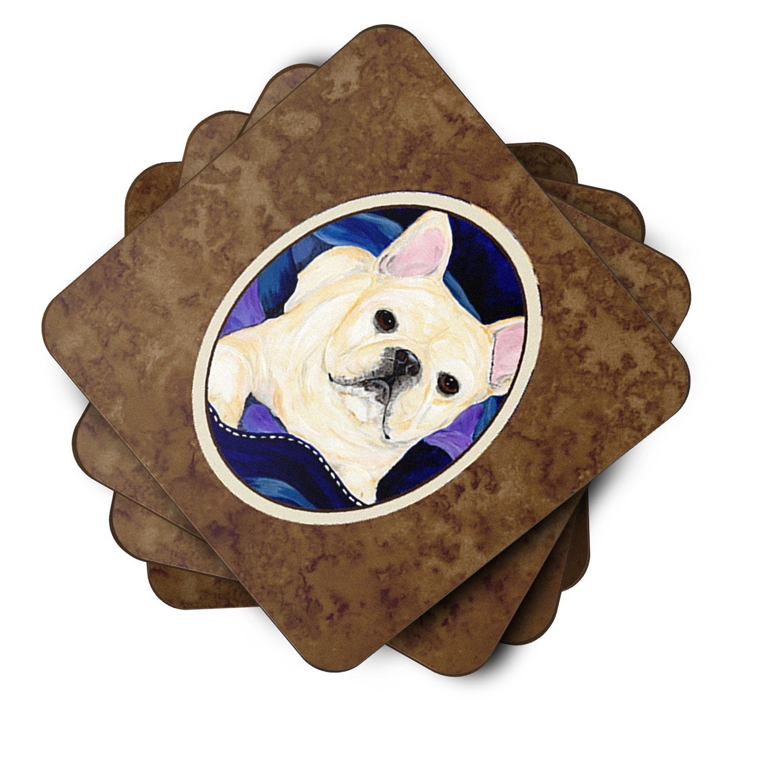 French Bulldog Foam Coasters Set of 4 Cup Coasters for Indoor Outdoor, Tabletop Protection, Anti Slip, Mouse pad Material