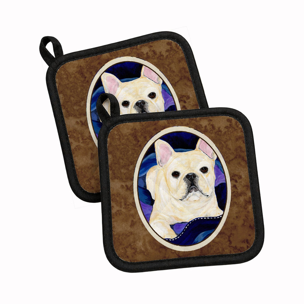 French Bulldog Pot Holder Set of 2 Heat Resistant Quilted Hot Pads 7.5 x 7.5 Inch, Insulated Kitchen Trivets for Cooking & Baking