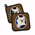 French Bulldog Pot Holder Set of 2 Heat Resistant Quilted Hot Pads 7.5 x 7.5 Inch, Insulated Kitchen Trivets for Cooking & Baking