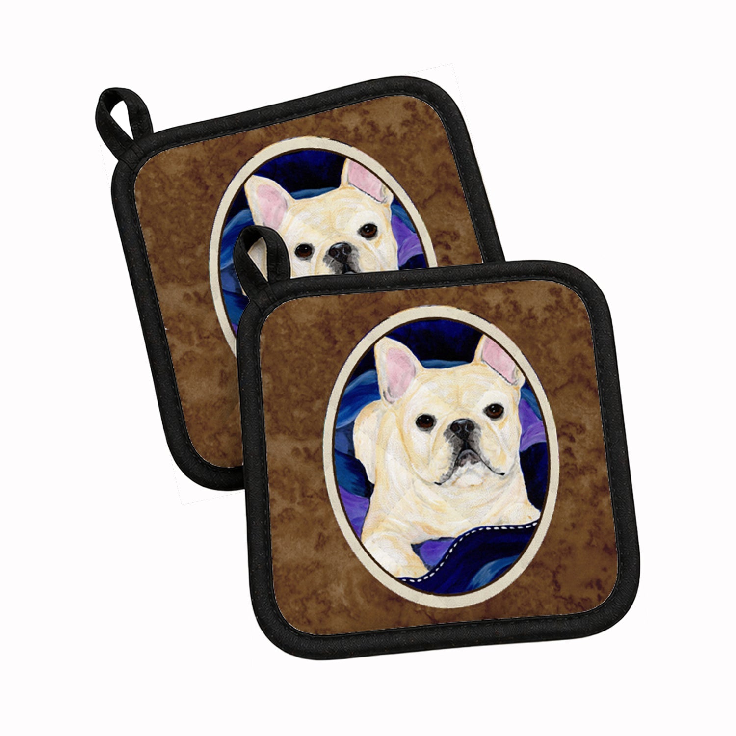 French Bulldog Pot Holder Set of 2 Heat Resistant Quilted Hot Pads 7.5 x 7.5 Inch, Insulated Kitchen Trivets for Cooking & Baking