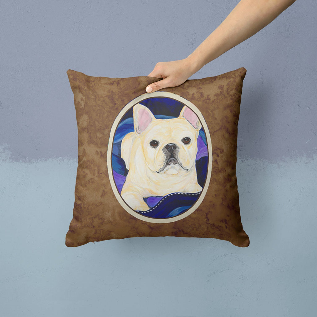 French Bulldog Decorative Throw Pillow 14x14 Indoor Outdoor Accent Cushion, Fabric Cover with Insert for Sofa, Bed, Porch & Living Room