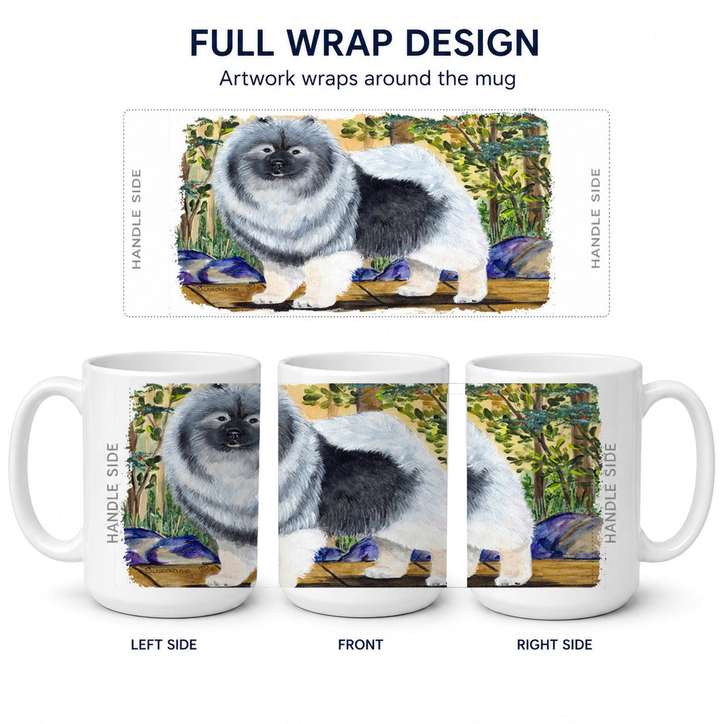 Keeshond Ceramic Coffee Mug 15 oz Decorative Large C Handle Mug Cup for Tea, Cocoa Hot Chocolate