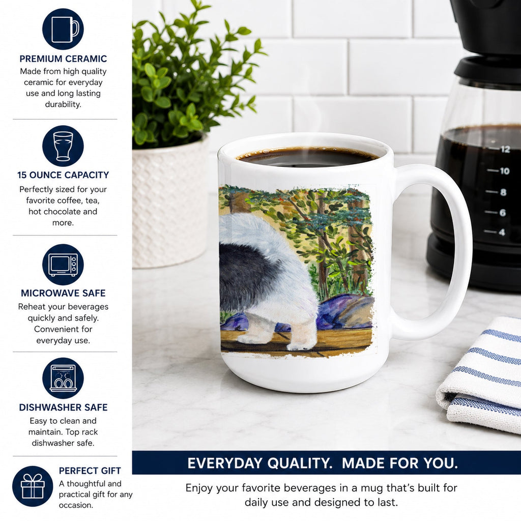 Keeshond Ceramic Coffee Mug 15 oz Decorative Large C Handle Mug Cup for Tea, Cocoa Hot Chocolate
