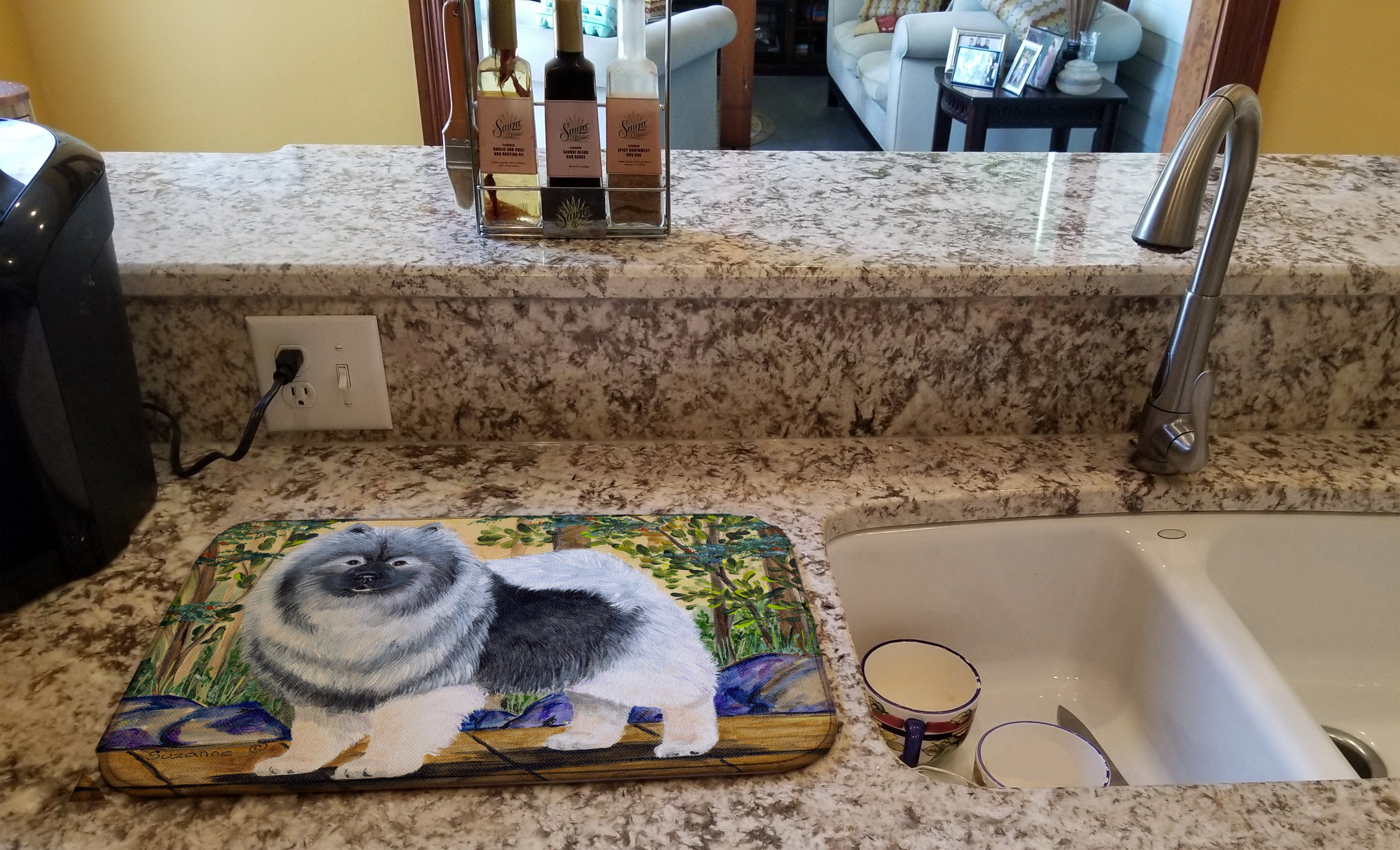 Keeshond Dish Drying Mat Absorbent Dish Drying Mat Pad for Kitchen Counter Dish Drainer Mat for Countertop, 14 x 21", Multicolor