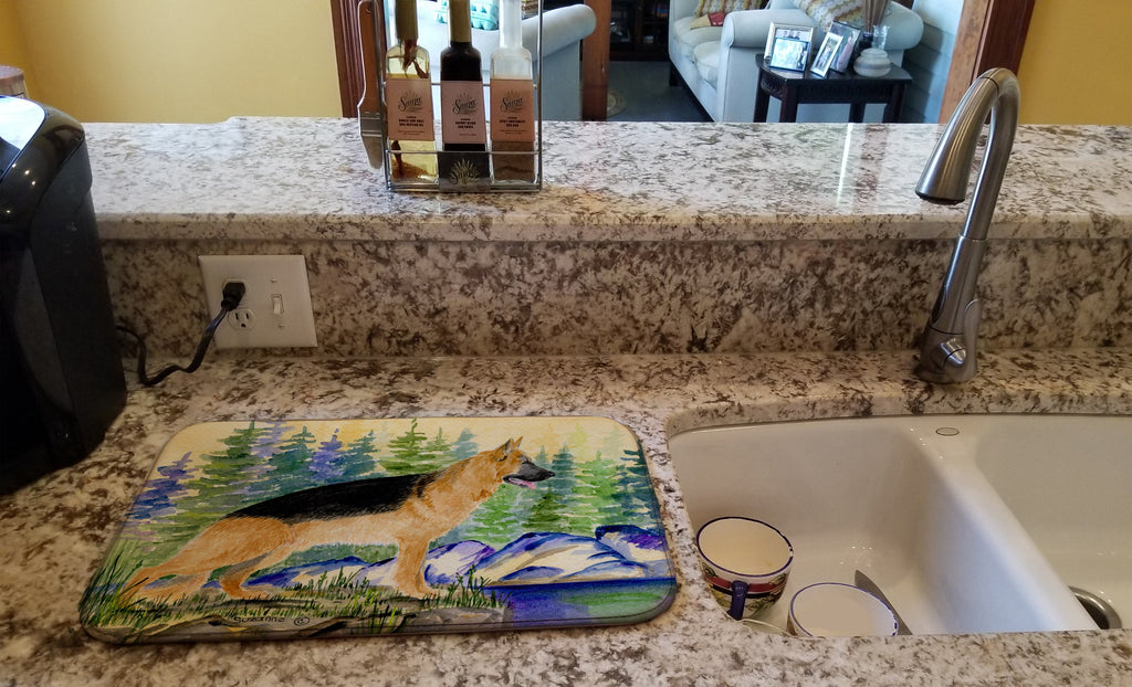 German Shepherd Dish Drying Mat Absorbent Dish Drying Mat Pad for Kitchen Counter Dish Drainer Mat for Countertop, 14 x 21", Multicolor