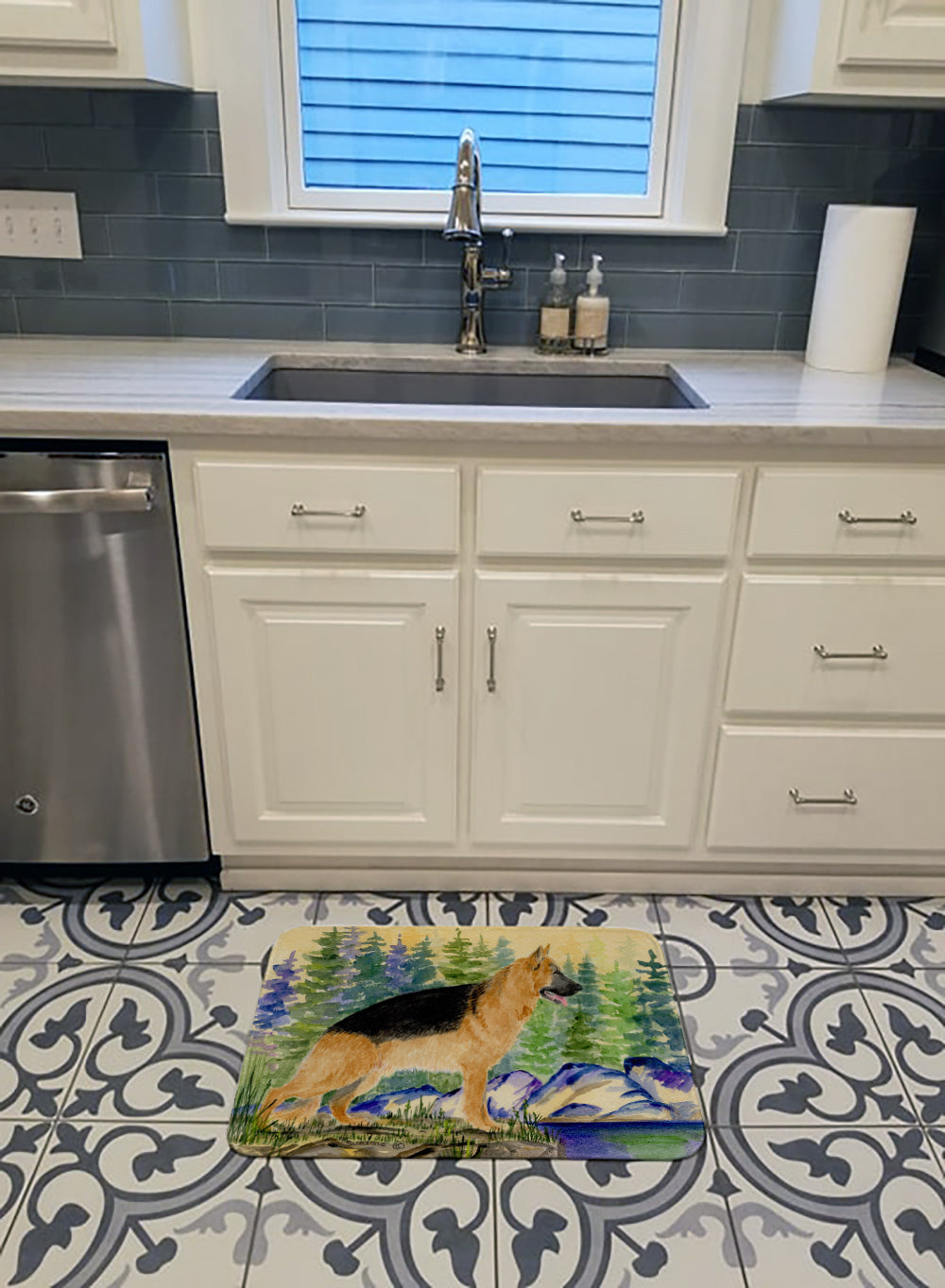 German Shepherd Memory Foam Kitchen Mat Machine Washable Anti-Fatigue Cushion Comfort Bath or Kitchen Rug