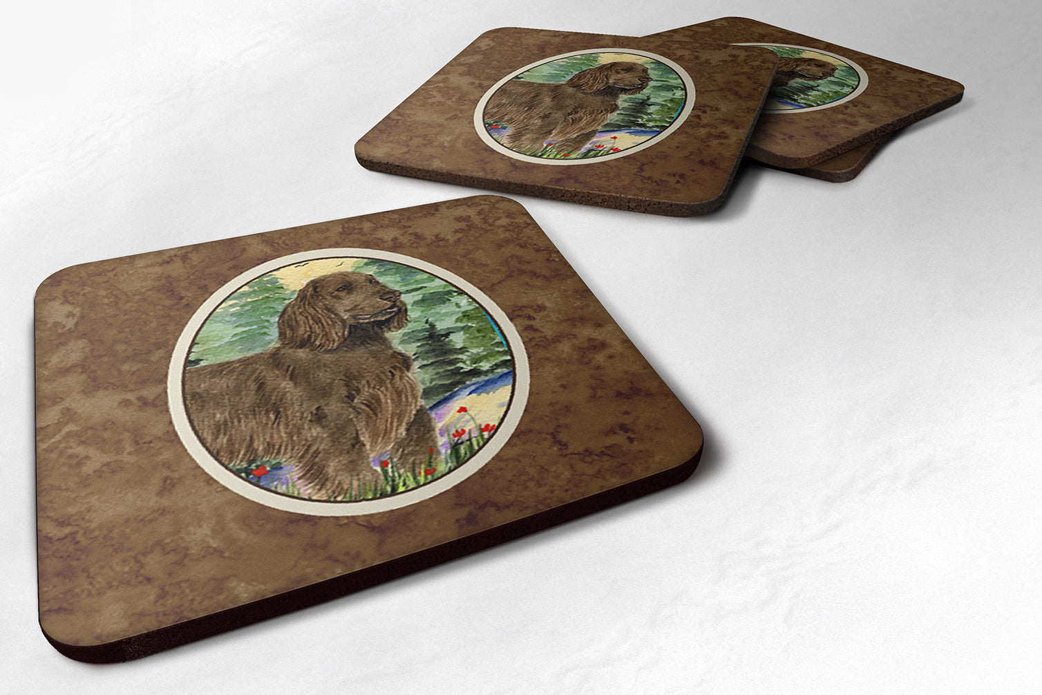 Field Spaniel Foam Coasters Set of 4 Cup Coasters for Indoor Outdoor, Tabletop Protection, Anti Slip, Mouse pad Material