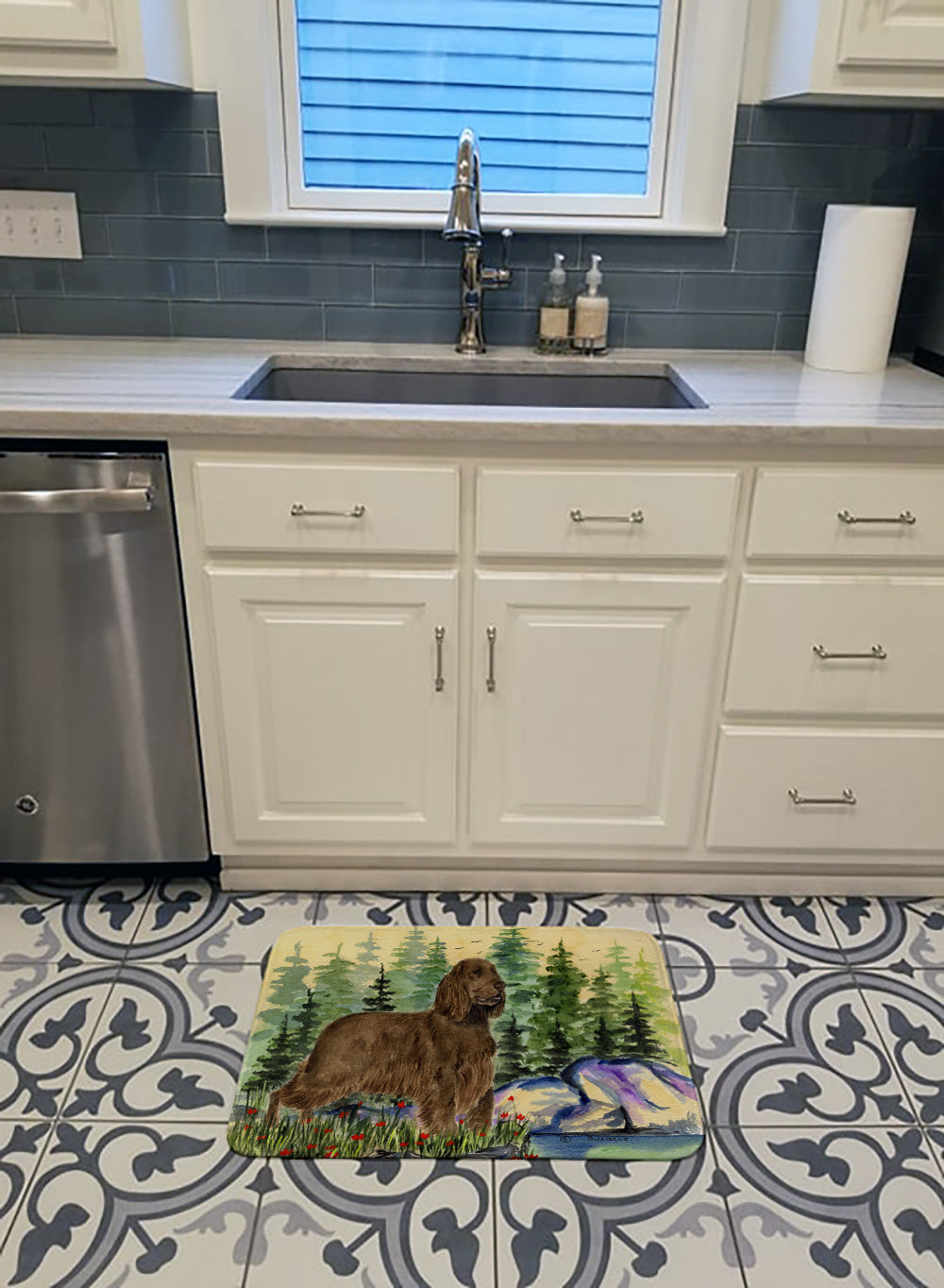 Field Spaniel Memory Foam Kitchen Mat Machine Washable Anti-Fatigue Cushion Comfort Bath or Kitchen Rug