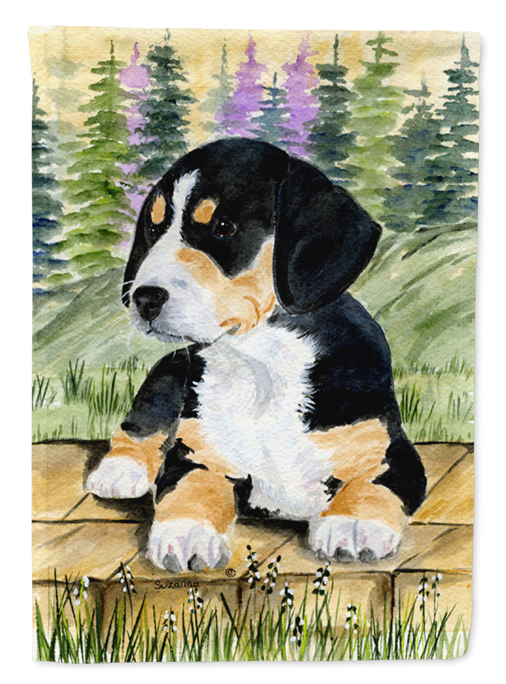 Entlebucher Mountain Dog House Flag 28x40 Porch Sleeve Pole Decorative Outside Yard Banner Artwork Wall Hanging, Polyester