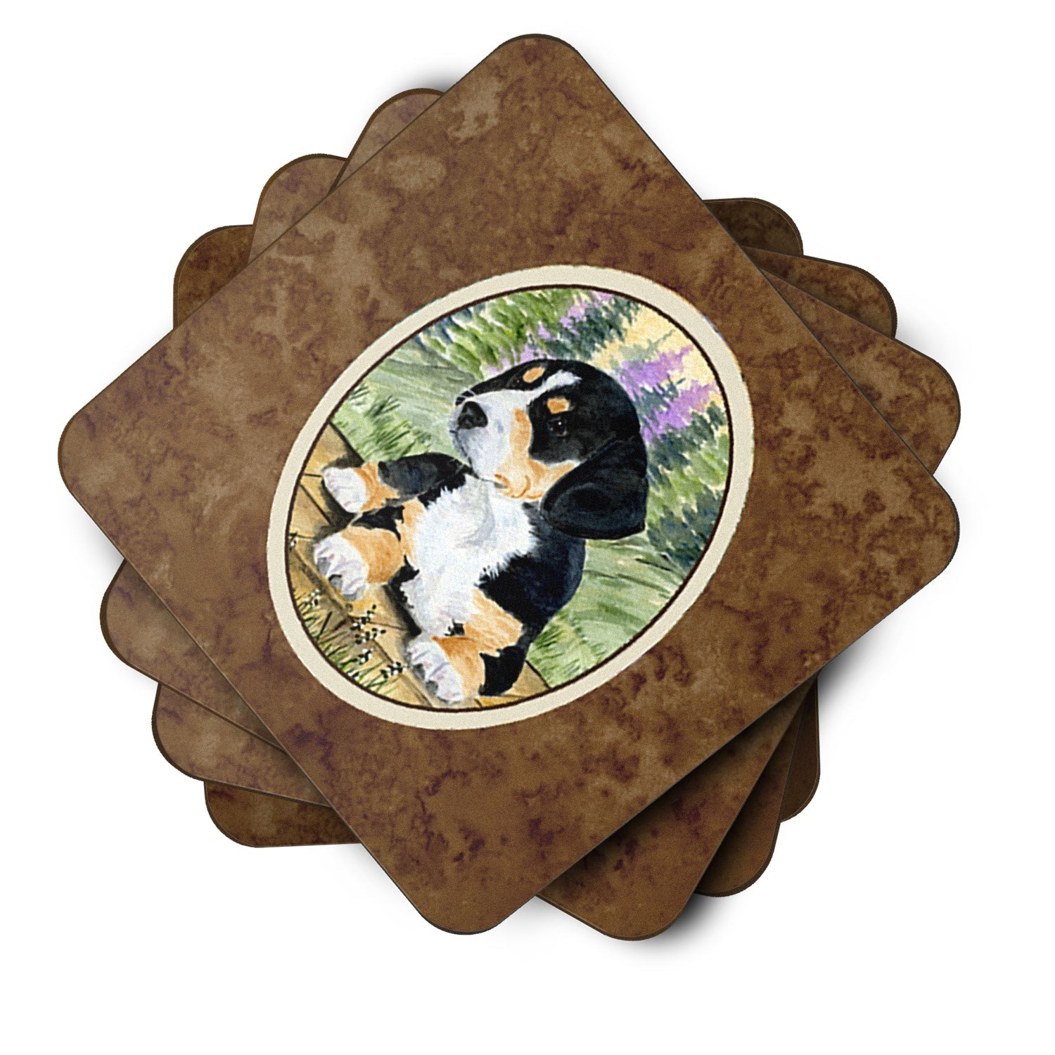 Entlebucher Mountain Dog Foam Coasters Set of 4 Cup Coasters for Indoor Outdoor, Tabletop Protection, Anti Slip, Mouse pad Material