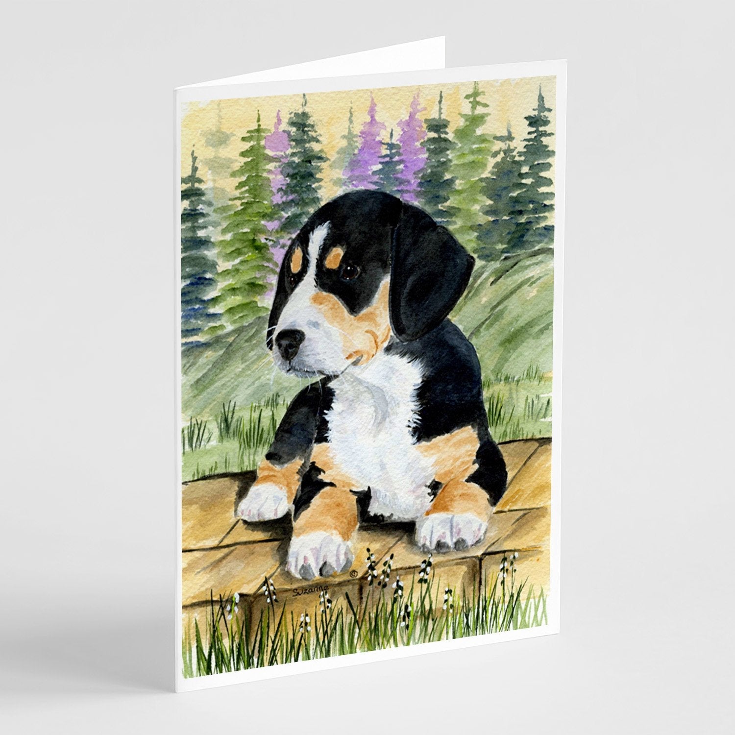 Entlebucher Mountain Dog Greeting Cards Pack of 8 Blank Cards with Envelopes Whimsical A7 Size 5x7