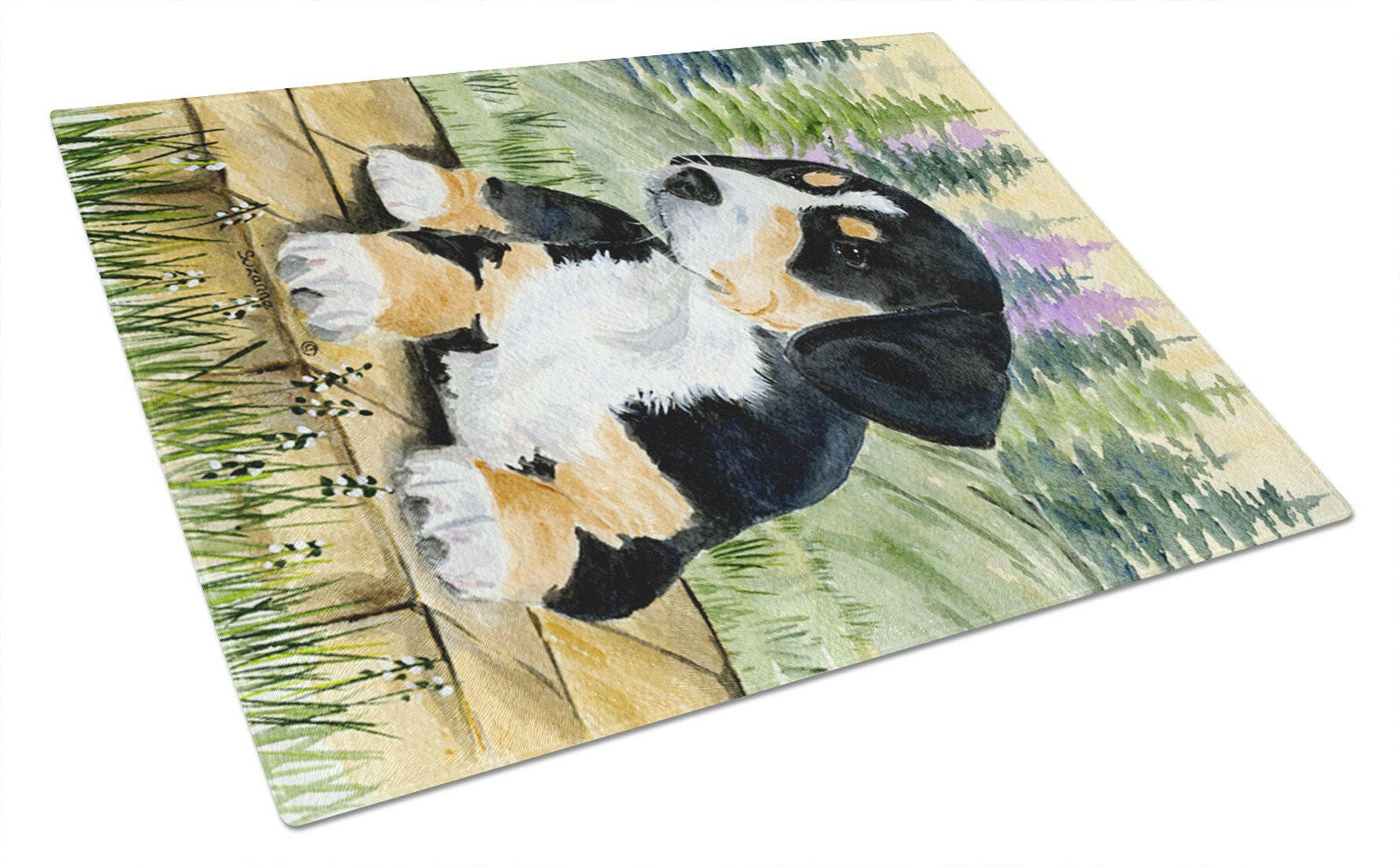Entlebucher Mountain Dog Cutting Board Tempered Glass Kitchen Cutting Surface, Heat Resistant Chopping, Non-Slip Feet, Food Prep & Serving