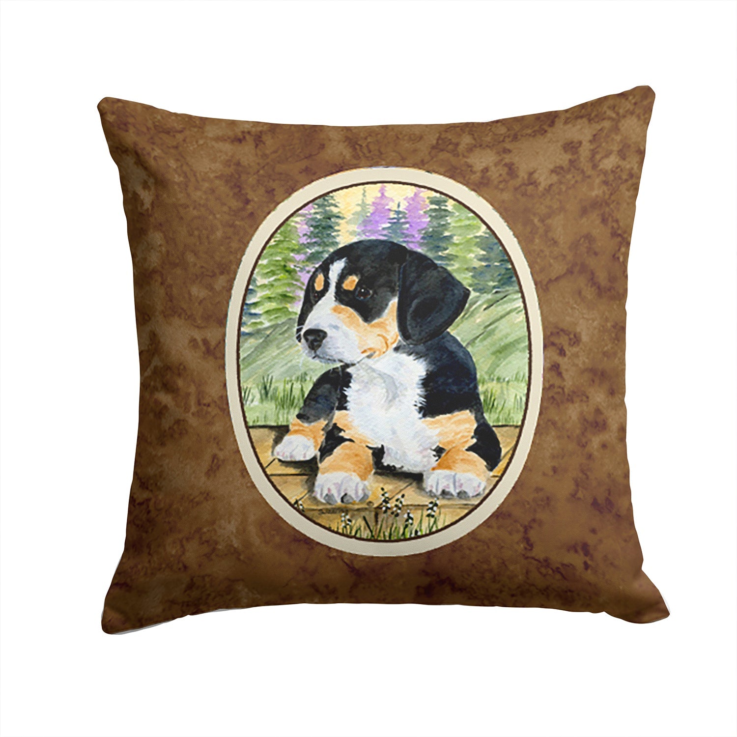 Entlebucher Mountain Dog Decorative Throw Pillow 14x14 Indoor Outdoor Accent Cushion, Fabric Cover with Insert for Sofa, Bed, Porch & Living Room