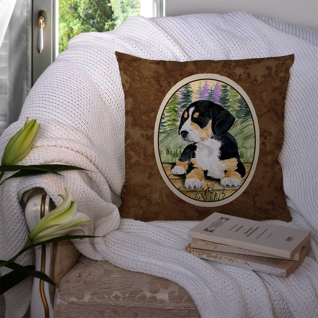 Entlebucher Mountain Dog Decorative Throw Pillow 14x14 Indoor Outdoor Accent Cushion, Fabric Cover with Insert for Sofa, Bed, Porch & Living Room
