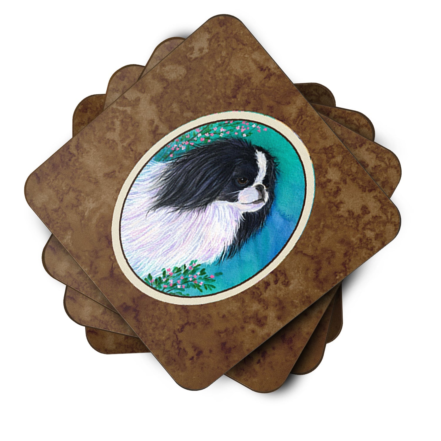 Japanese Chin Foam Coasters Set of 4 Cup Coasters for Indoor Outdoor, Tabletop Protection, Anti Slip, Mouse pad Material
