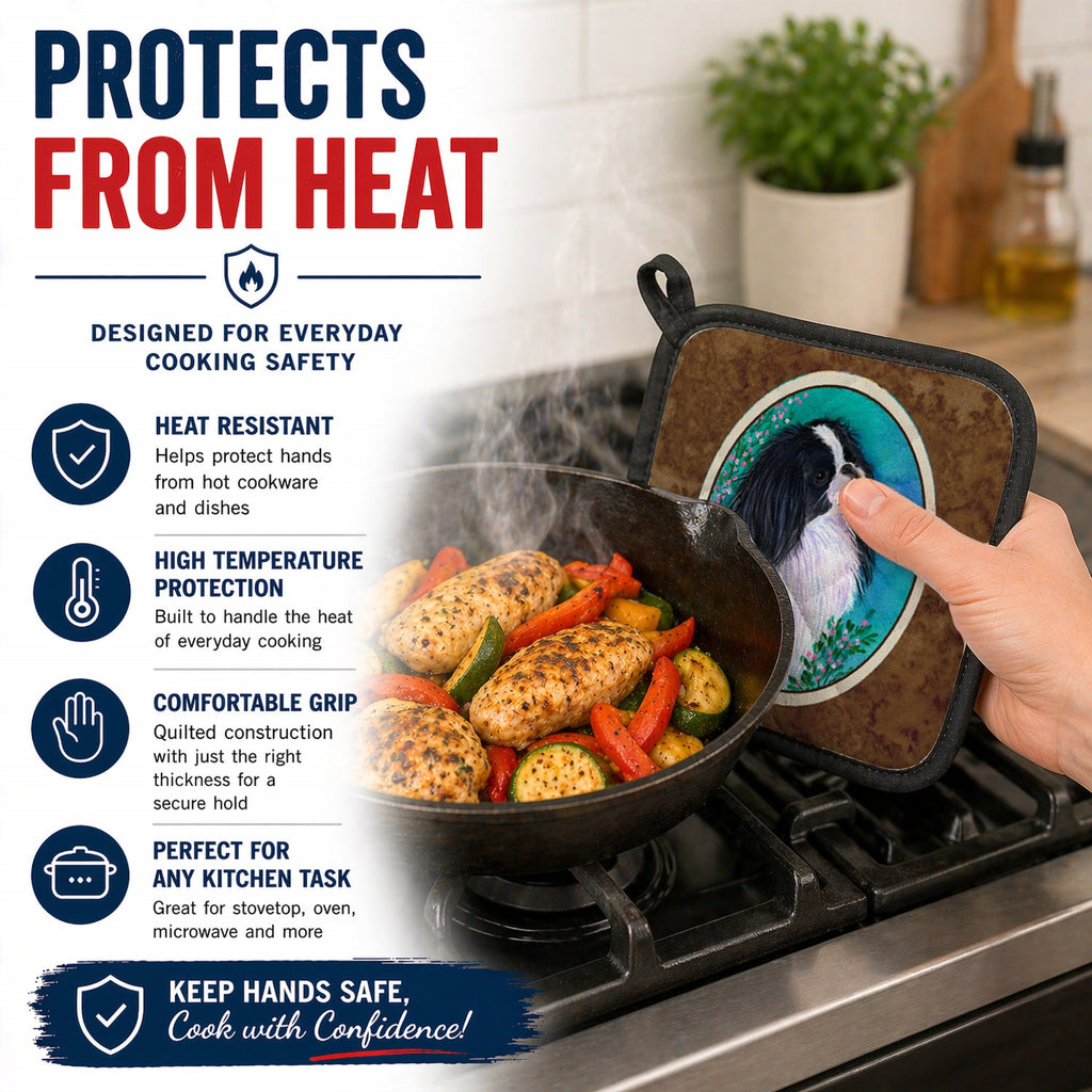Japanese Chin Pot Holder Set of 2 Heat Resistant Quilted Hot Pads 7.5 x 7.5 Inch, Insulated Kitchen Trivets for Cooking & Baking