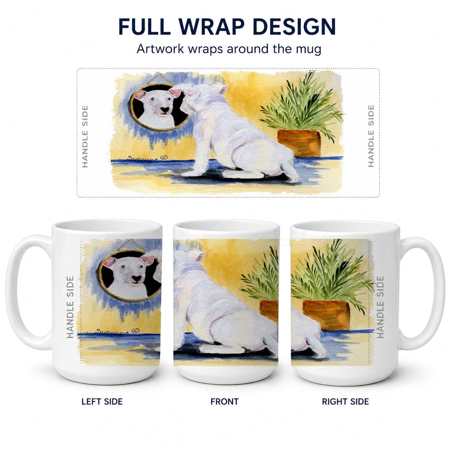 Bull Terrier Ceramic Coffee Mug 15 oz Decorative Large C Handle Mug Cup for Tea, Cocoa Hot Chocolate