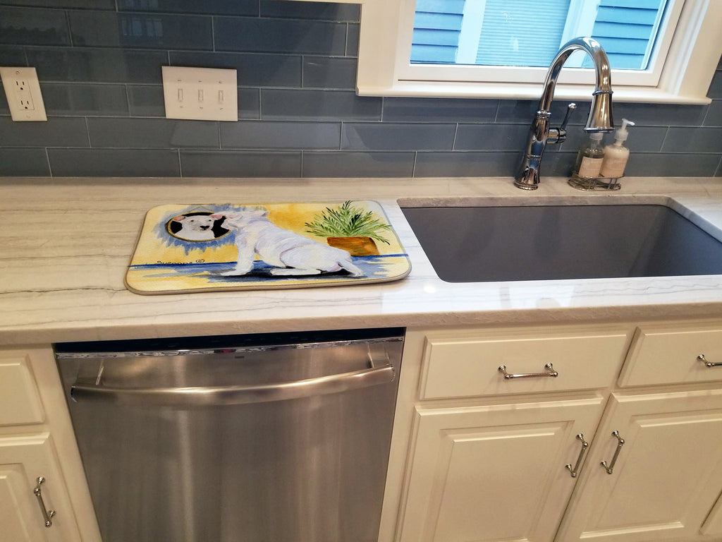 Bull Terrier Dish Drying Mat Absorbent Dish Drying Mat Pad for Kitchen Counter Dish Drainer Mat for Countertop, 14 x 21", Multicolor