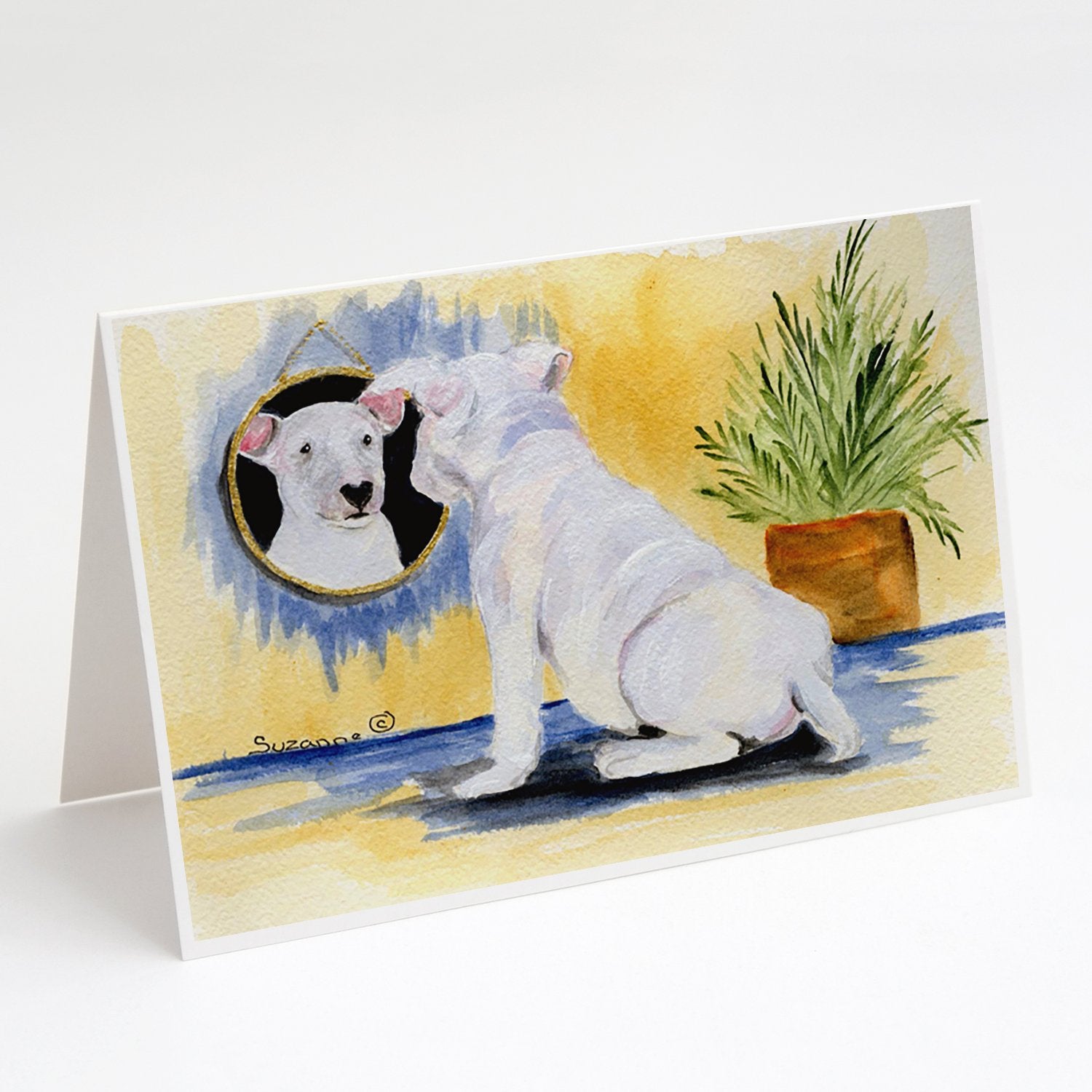 Bull Terrier Greeting Cards Pack of 8 Blank Cards with Envelopes Whimsical A7 Size 5x7