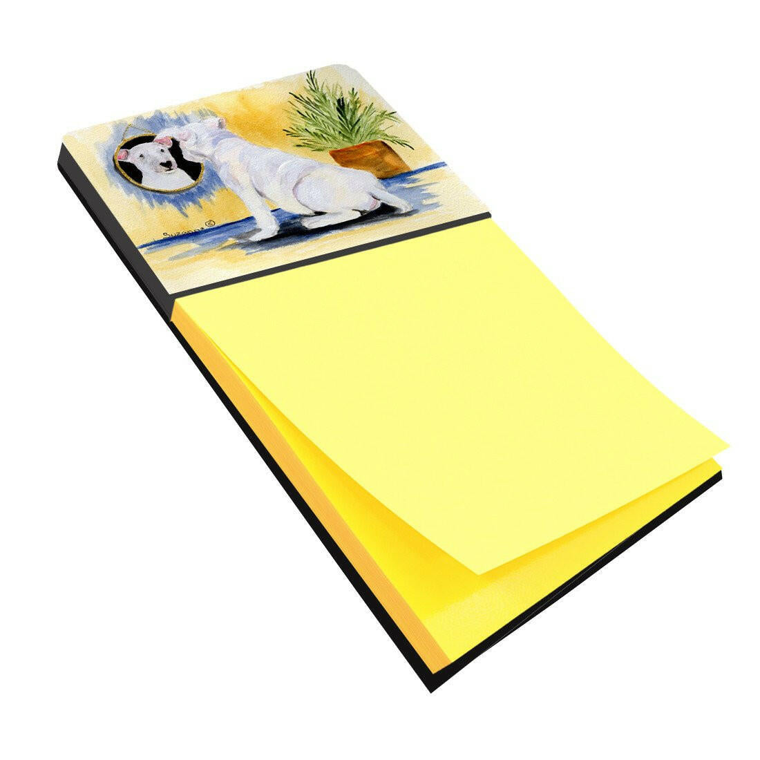 Bull Terrier Watercolor Sticky Note Holder Refillable Dispenser Desk Accessory 3x3 Pad Gift