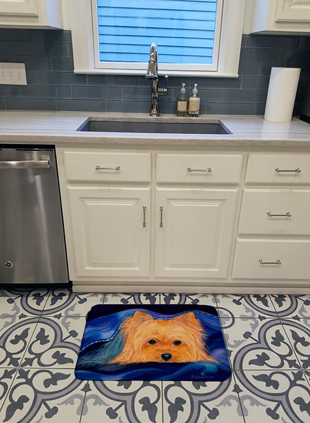 Yorkie Memory Foam Kitchen Mat Machine Washable Anti-Fatigue Cushion Comfort Bath or Kitchen Rug