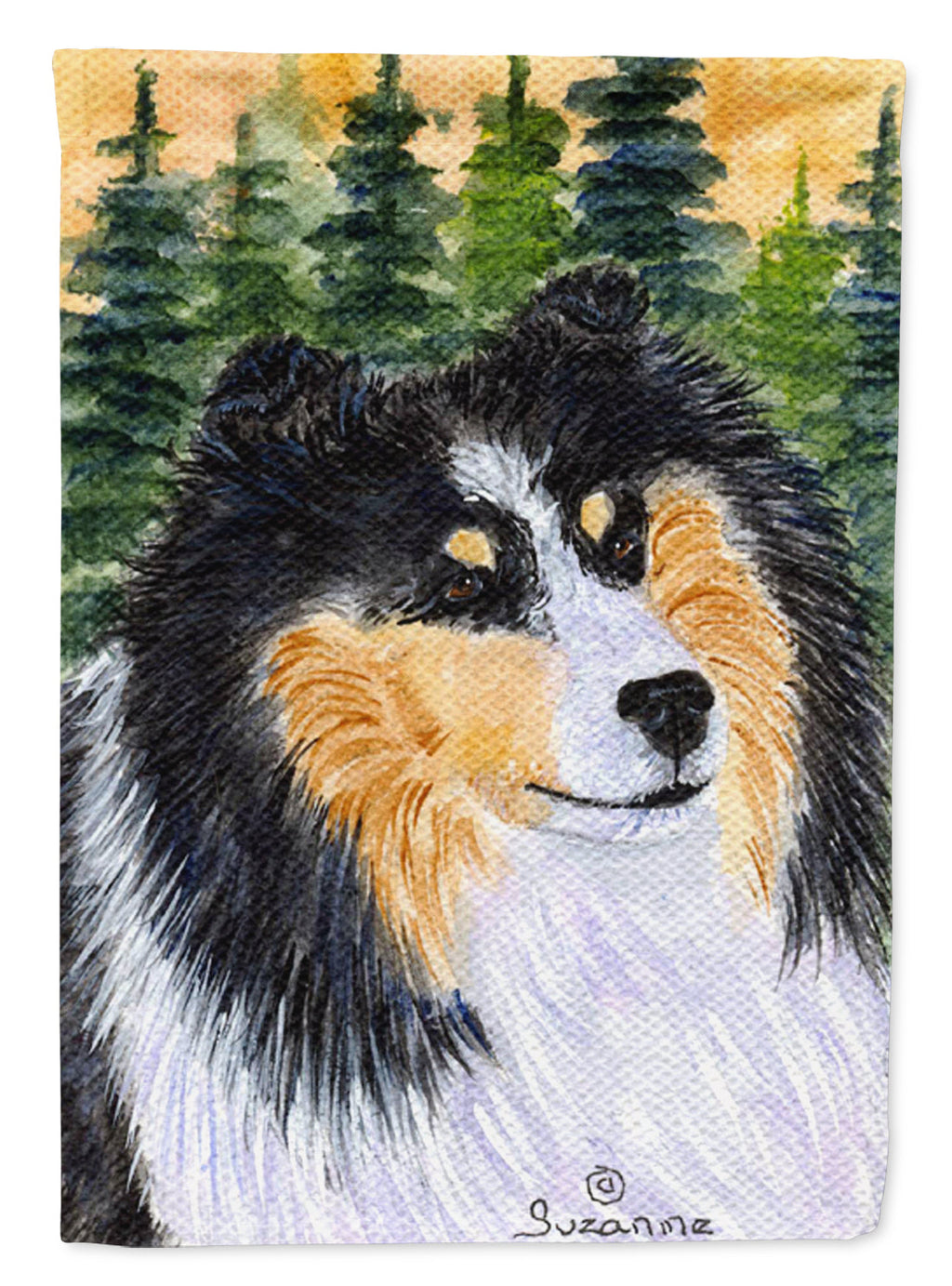 Sheltie House Flag 28x40 Porch Sleeve Pole Decorative Outside Yard Banner Artwork Wall Hanging, Polyester