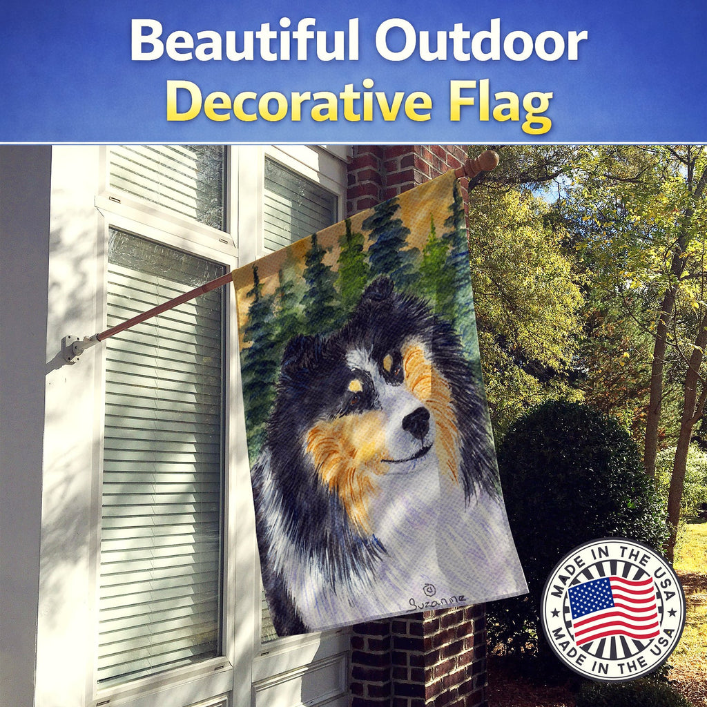 Sheltie House Flag 28x40 Porch Sleeve Pole Decorative Outside Yard Banner Artwork Wall Hanging, Polyester