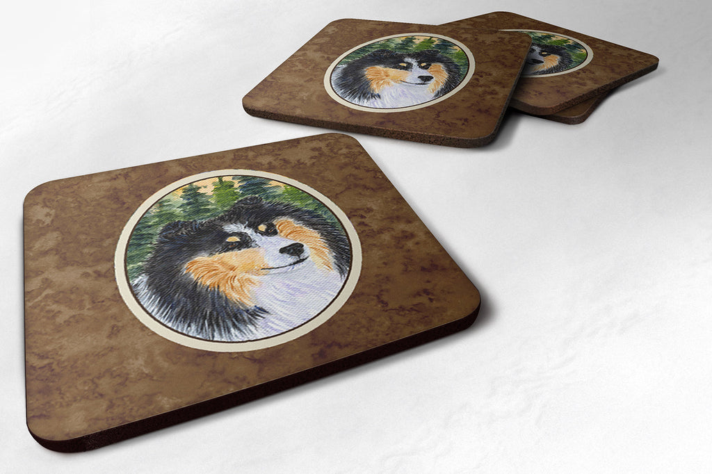 Sheltie Foam Coasters Set of 4 Cup Coasters for Indoor Outdoor, Tabletop Protection, Anti Slip, Mouse pad Material