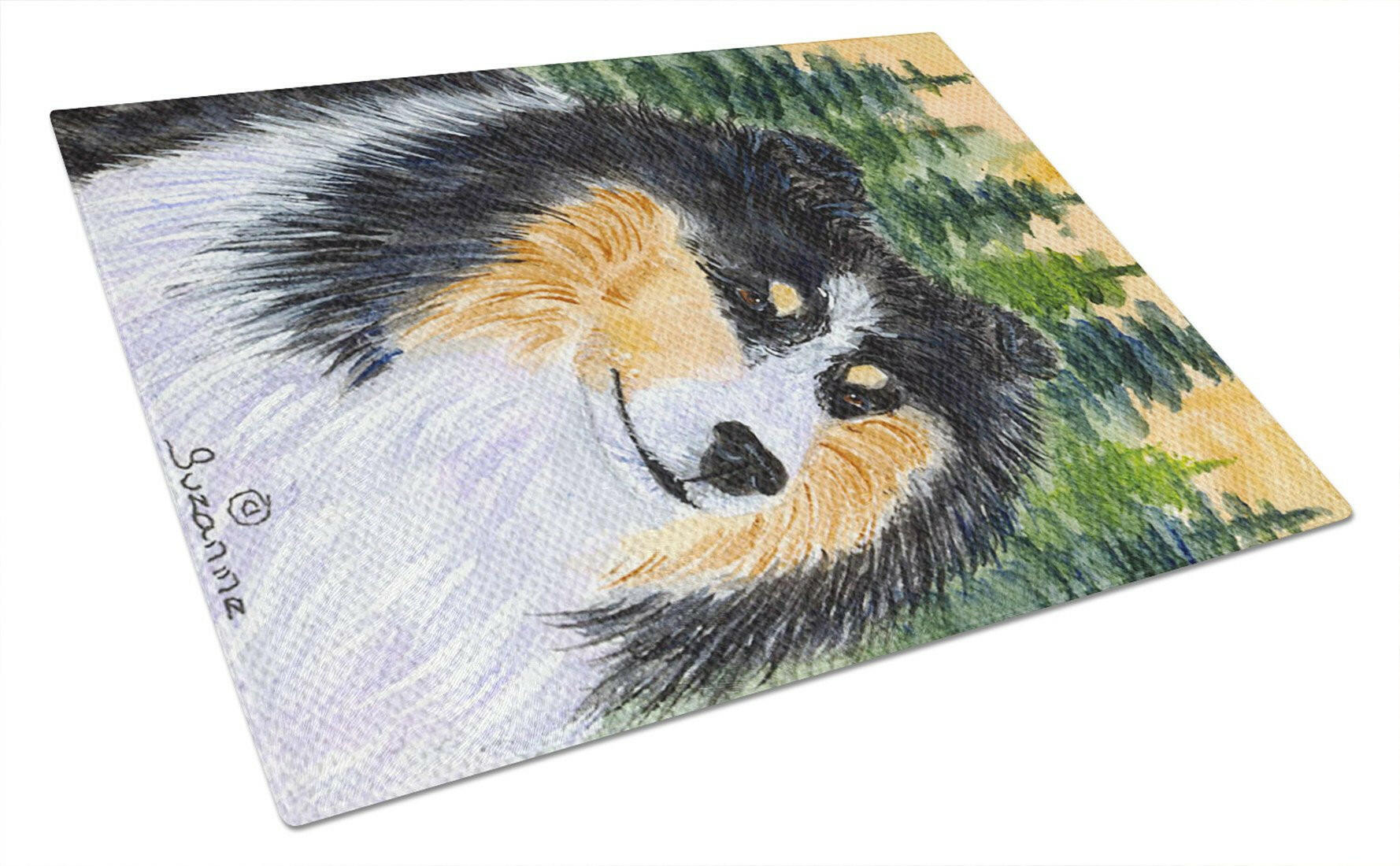 Sheltie Cutting Board Tempered Glass Kitchen Cutting Surface, Heat Resistant Chopping, Non-Slip Feet, Food Prep & Serving