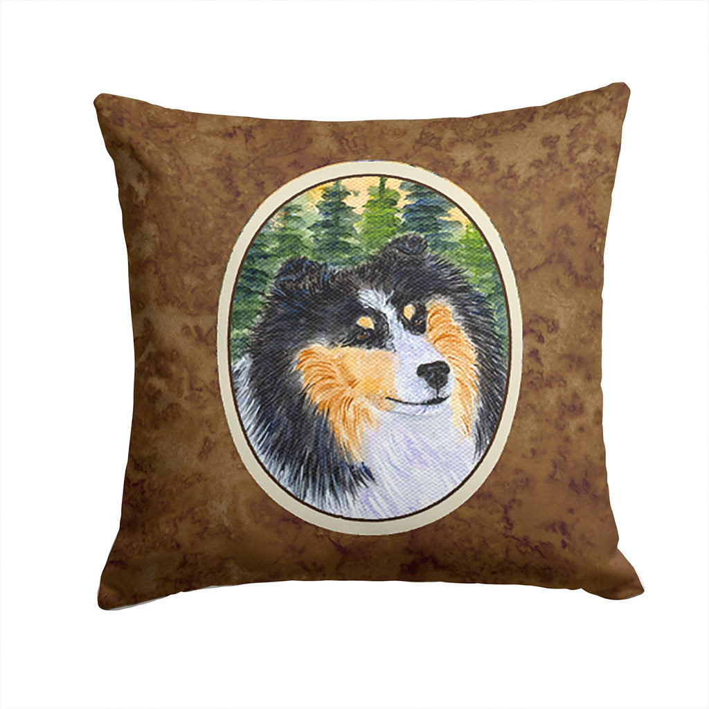 Sheltie Decorative Throw Pillow 14x14 Indoor Outdoor Accent Cushion, Fabric Cover with Insert for Sofa, Bed, Porch & Living Room
