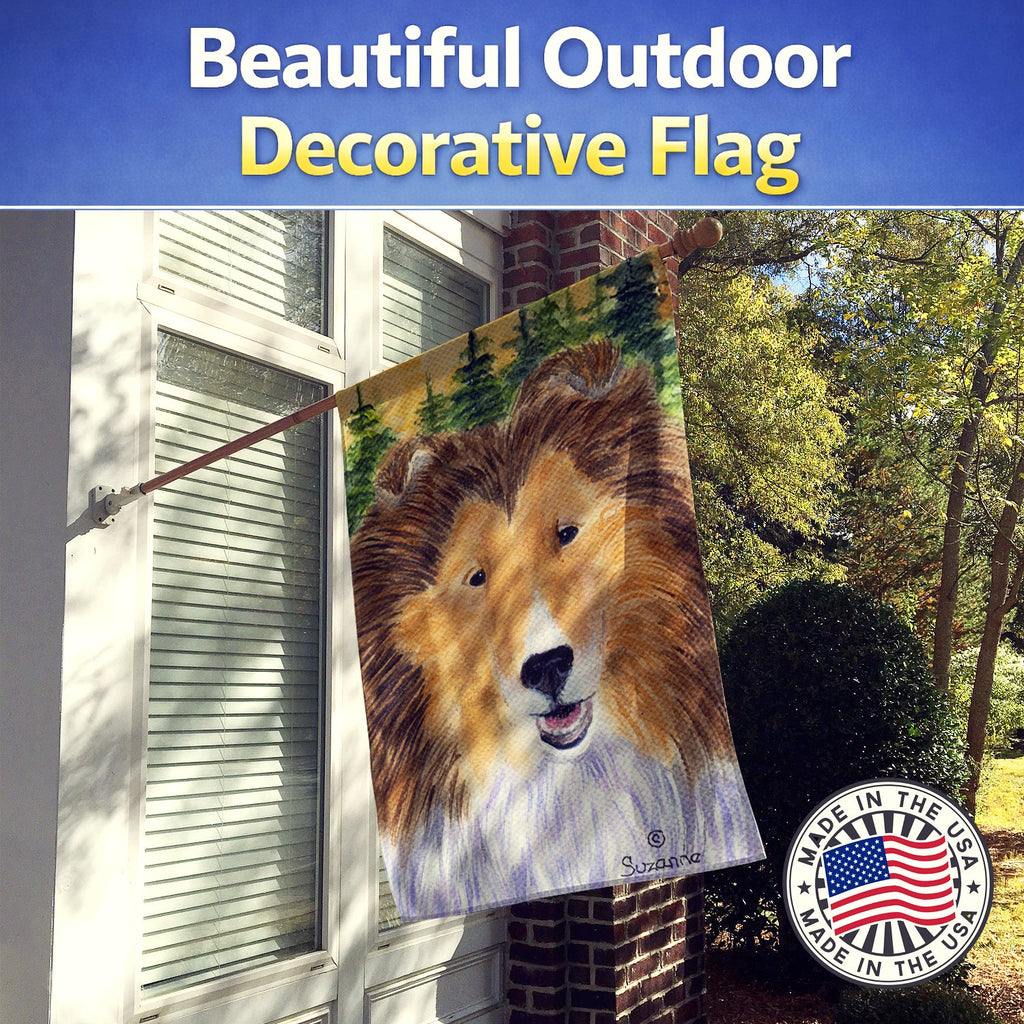 Sheltie House Flag 28x40 Porch Sleeve Pole Decorative Outside Yard Banner Artwork Wall Hanging, Polyester