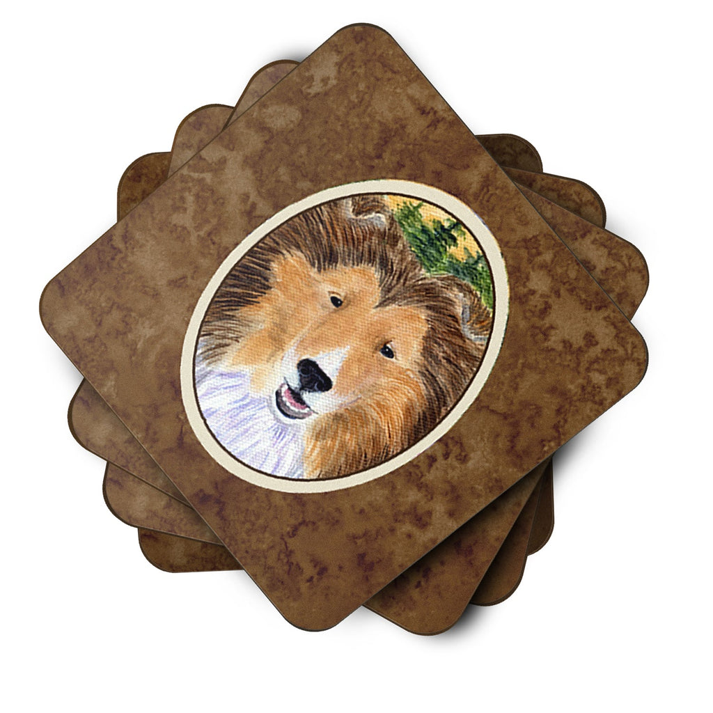 Sheltie Foam Coasters Set of 4 Cup Coasters for Indoor Outdoor, Tabletop Protection, Anti Slip, Mouse pad Material