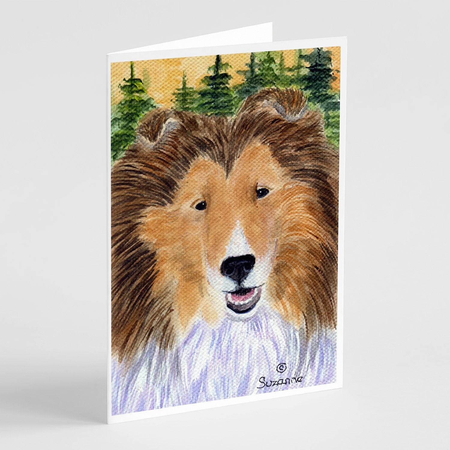 Sheltie Greeting Cards Pack of 8 Blank Cards with Envelopes Whimsical A7 Size 5x7