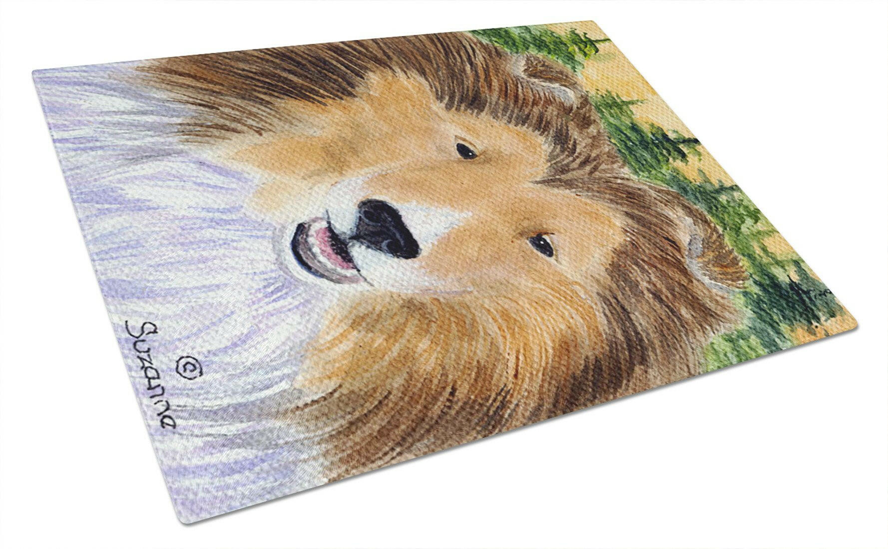 Sheltie Cutting Board Tempered Glass Kitchen Cutting Surface, Heat Resistant Chopping, Non-Slip Feet, Food Prep & Serving