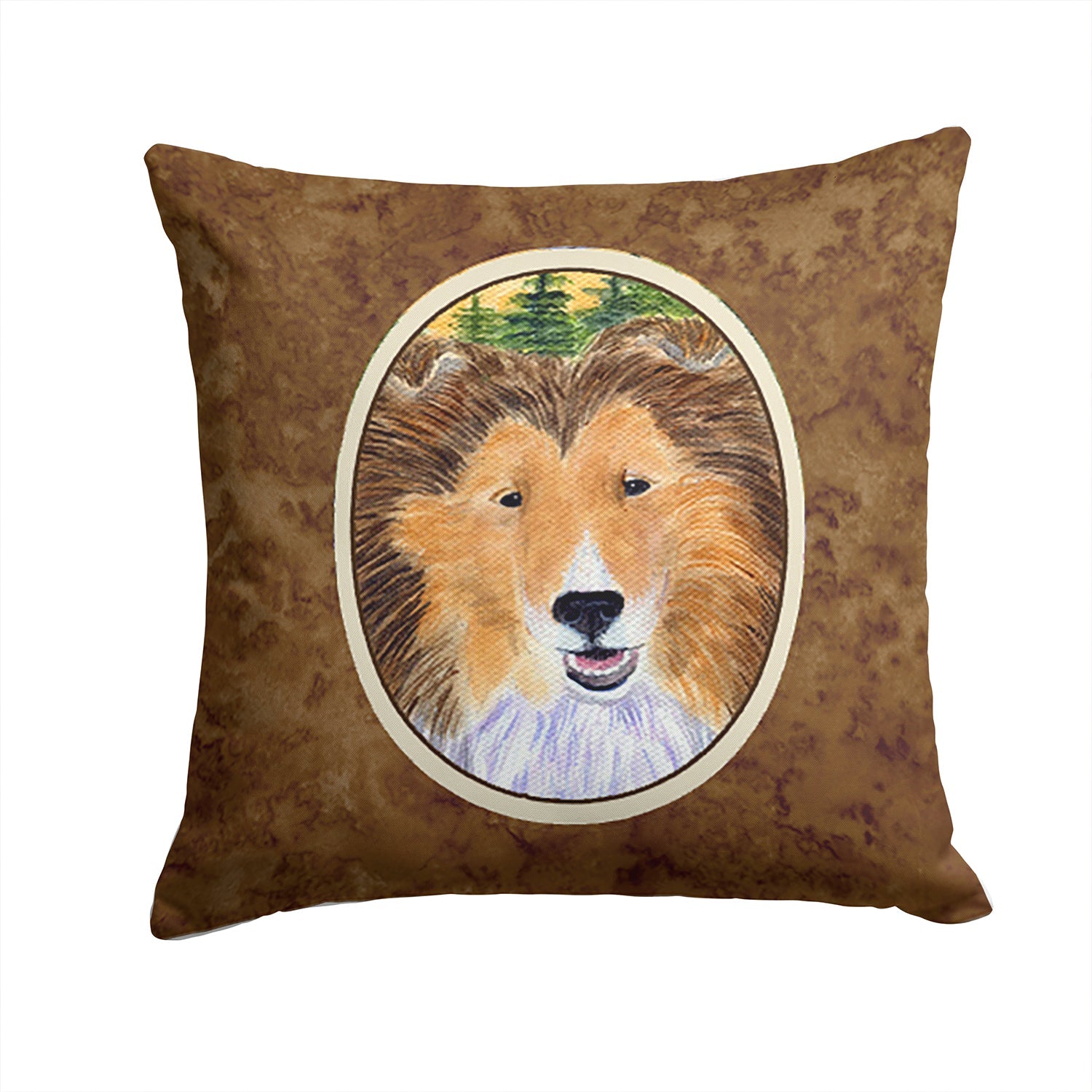 Sheltie Decorative Throw Pillow 14x14 Indoor Outdoor Accent Cushion, Fabric Cover with Insert for Sofa, Bed, Porch & Living Room