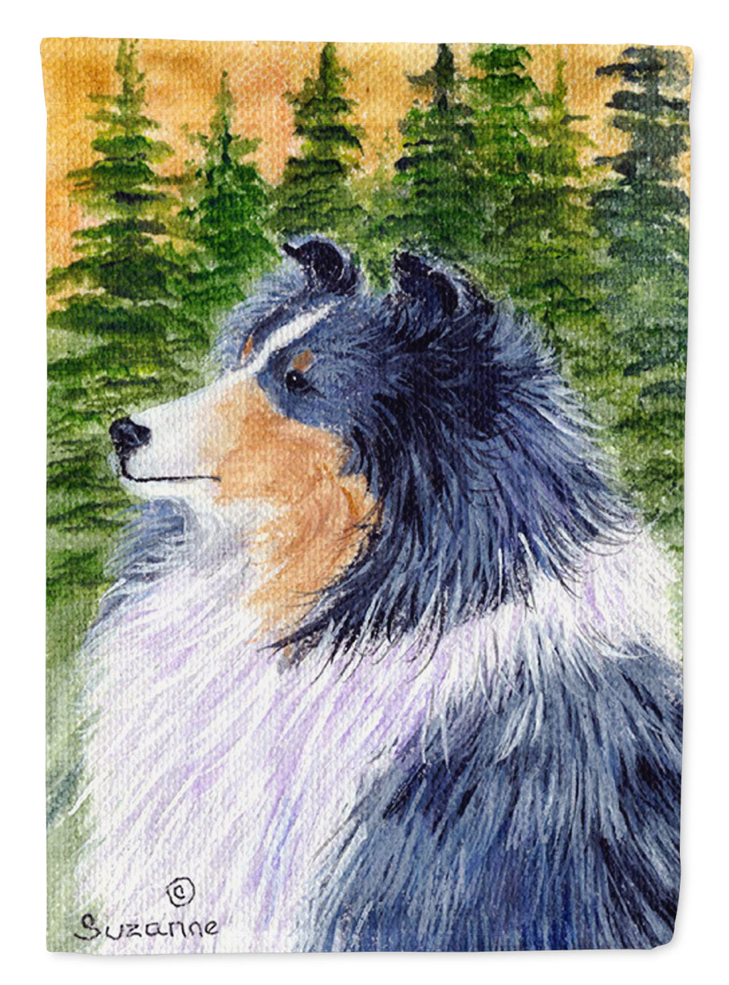 Sheltie House Flag 28x40 Porch Sleeve Pole Decorative Outside Yard Banner Artwork Wall Hanging, Polyester