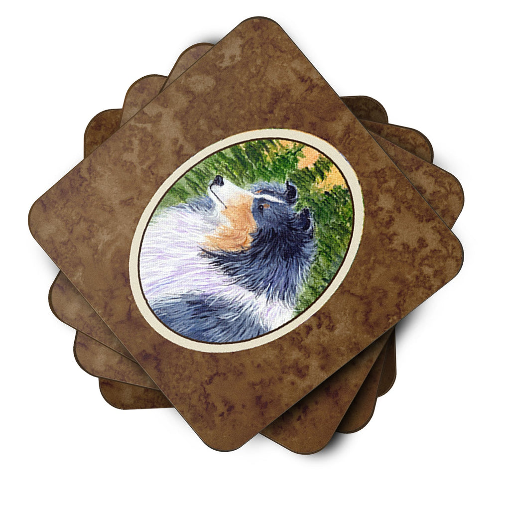 Sheltie Foam Coasters Set of 4 Cup Coasters for Indoor Outdoor, Tabletop Protection, Anti Slip, Mouse pad Material