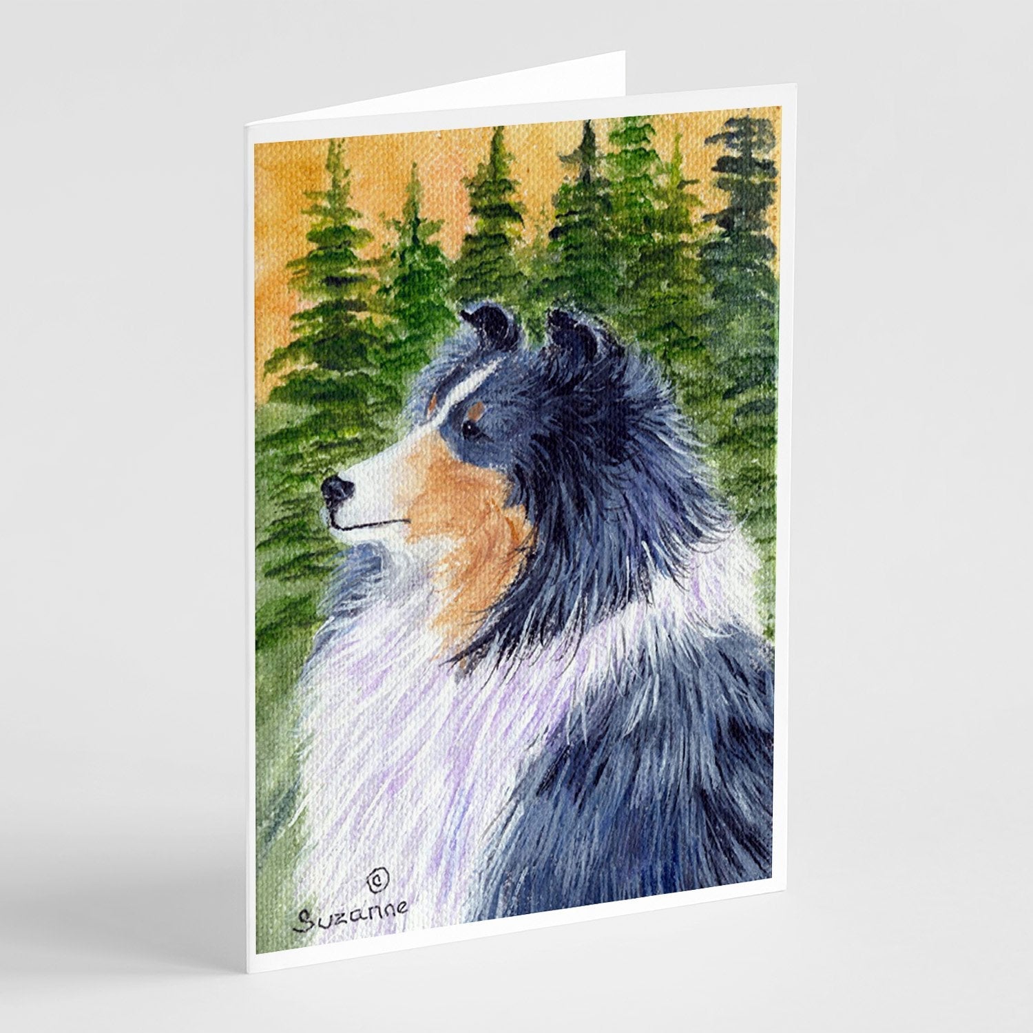 Sheltie Greeting Cards Pack of 8 Blank Cards with Envelopes Whimsical A7 Size 5x7