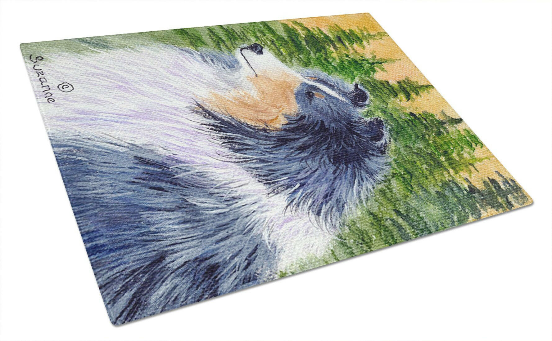 Sheltie Cutting Board Tempered Glass Kitchen Cutting Surface, Heat Resistant Chopping, Non-Slip Feet, Food Prep & Serving