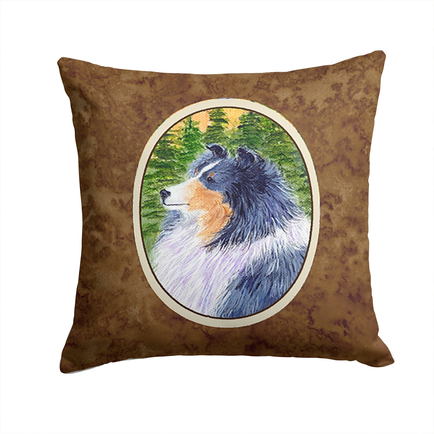 Sheltie Decorative Throw Pillow 14x14 Indoor Outdoor Accent Cushion, Fabric Cover with Insert for Sofa, Bed, Porch & Living Room