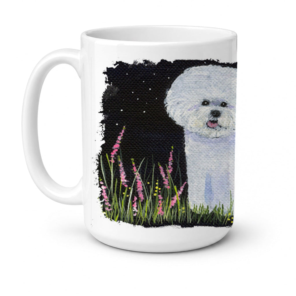 Bichon Frise Ceramic Coffee Mug 15 oz Decorative Large C Handle Mug Cup for Tea, Cocoa Hot Chocolate