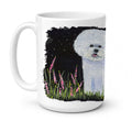 Bichon Frise Ceramic Coffee Mug 15 oz Decorative Large C Handle Mug Cup for Tea, Cocoa Hot Chocolate