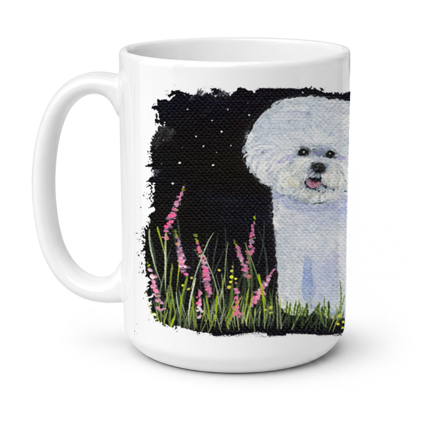 Bichon Frise Ceramic Coffee Mug 15 oz Decorative Large C Handle Mug Cup for Tea, Cocoa Hot Chocolate