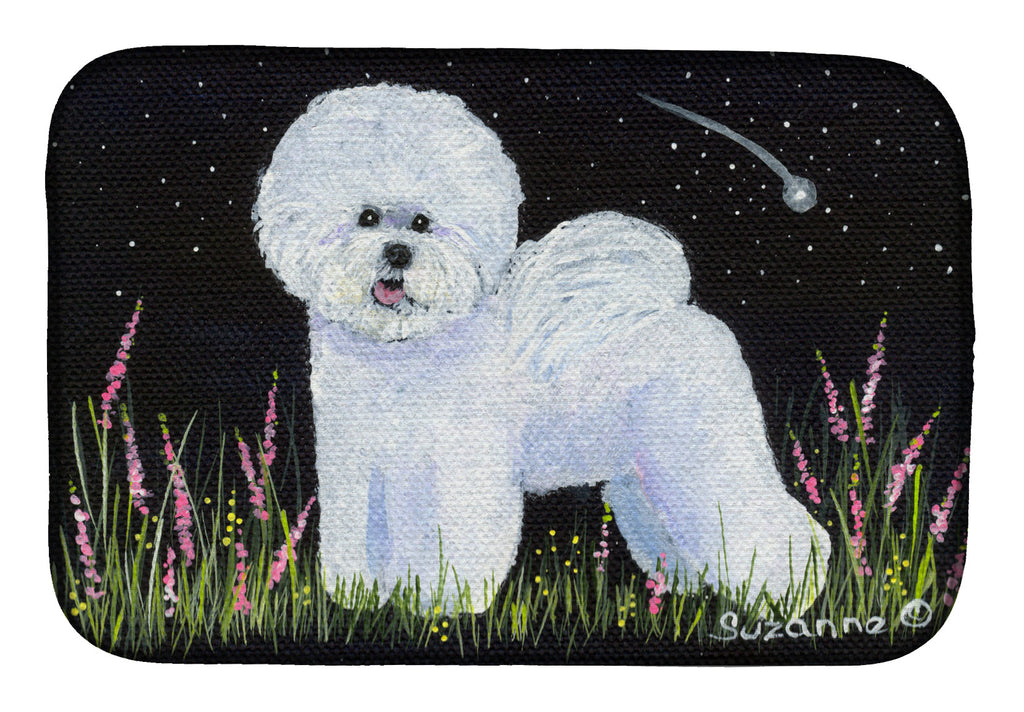 Bichon Frise Dish Drying Mat Absorbent Dish Drying Mat Pad for Kitchen Counter Dish Drainer Mat for Countertop, 14 x 21", Multicolor
