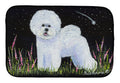 Bichon Frise Dish Drying Mat Absorbent Dish Drying Mat Pad for Kitchen Counter Dish Drainer Mat for Countertop, 14 x 21", Multicolor