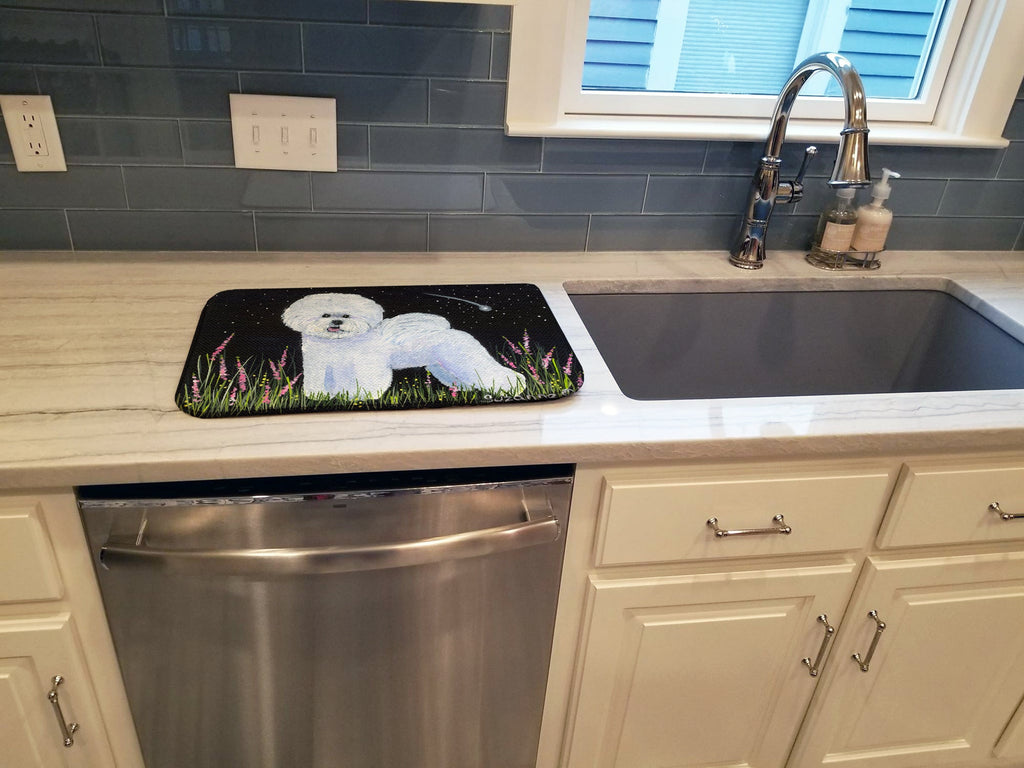 Bichon Frise Dish Drying Mat Absorbent Dish Drying Mat Pad for Kitchen Counter Dish Drainer Mat for Countertop, 14 x 21", Multicolor