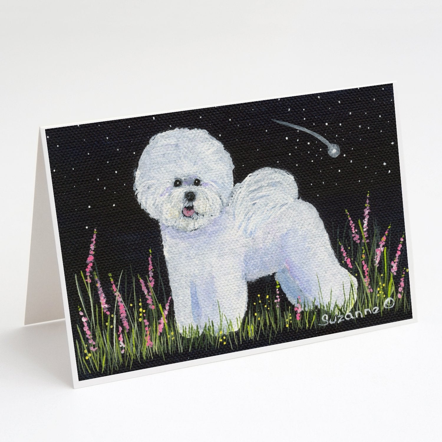 Bichon Frise Greeting Cards Pack of 8 Blank Cards with Envelopes Whimsical A7 Size 5x7